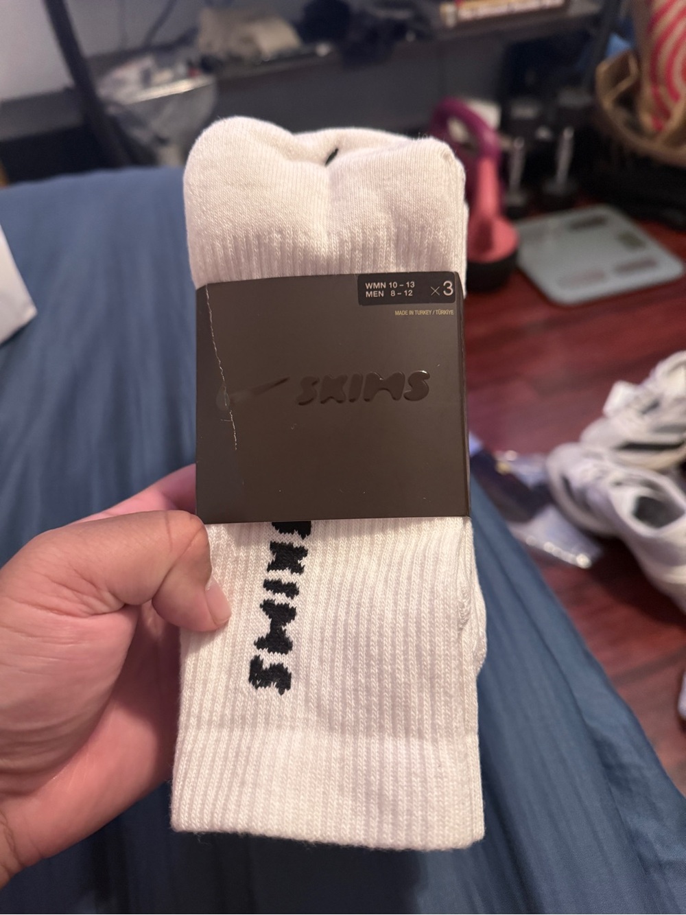 Nike White Crew Athletic Socks with Black Logo - 3 Pack